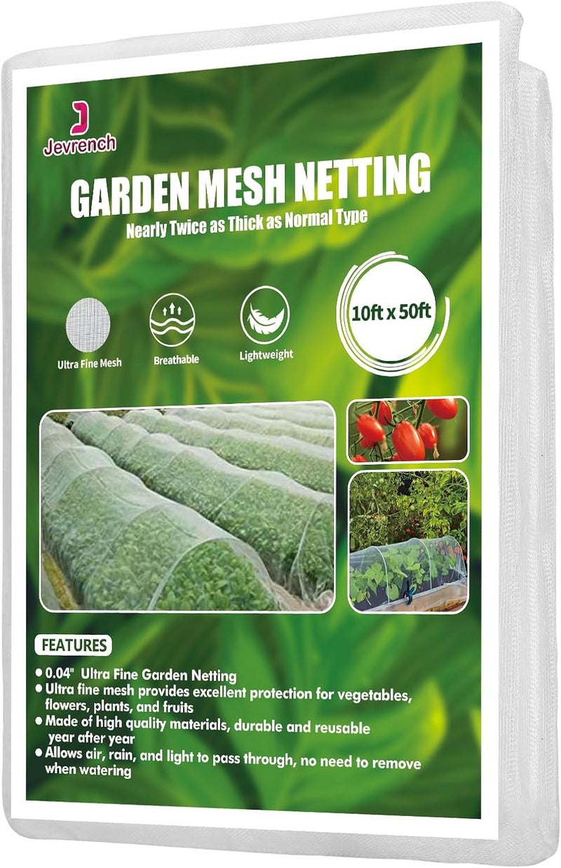 Jevrench Garden Netting, Durable Ultra Fine Garden Netting, Garden Plant Cover Row Cover Makes Plants, Vegetables, Fruits, and Flowers Grow Better (10ft x 50ft) - Image 1